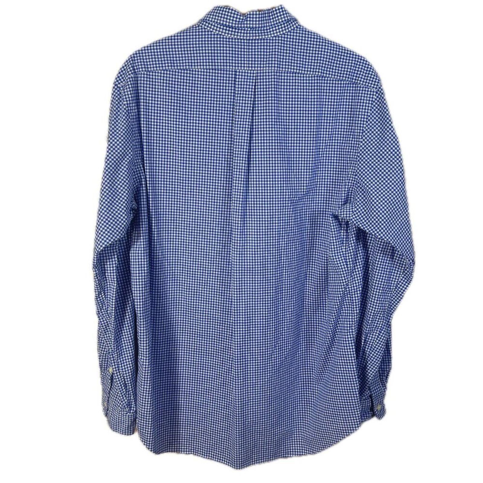 POLO Ralph Lauren Men's Blue and White Gingham Long Sleeve Button Down Size XL