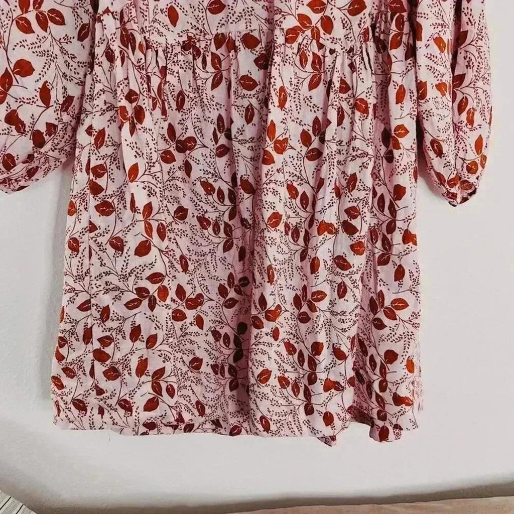 NWT Free People Paper Hearts Light Pink Floral Babydoll Dress Boho Size S