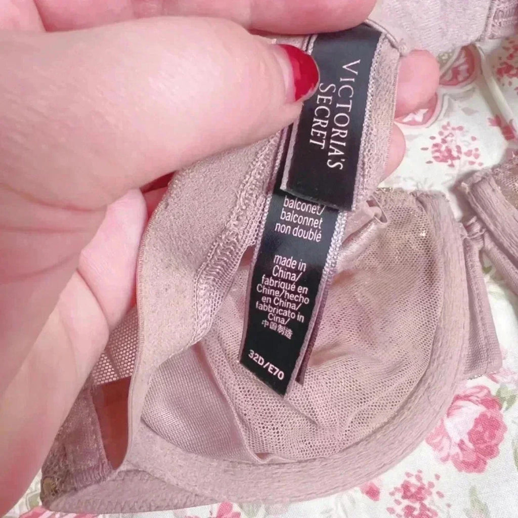 Victoria's Secret Very Sexy Blush Pink Gold Metallic Unlined Balconet Bra 32D