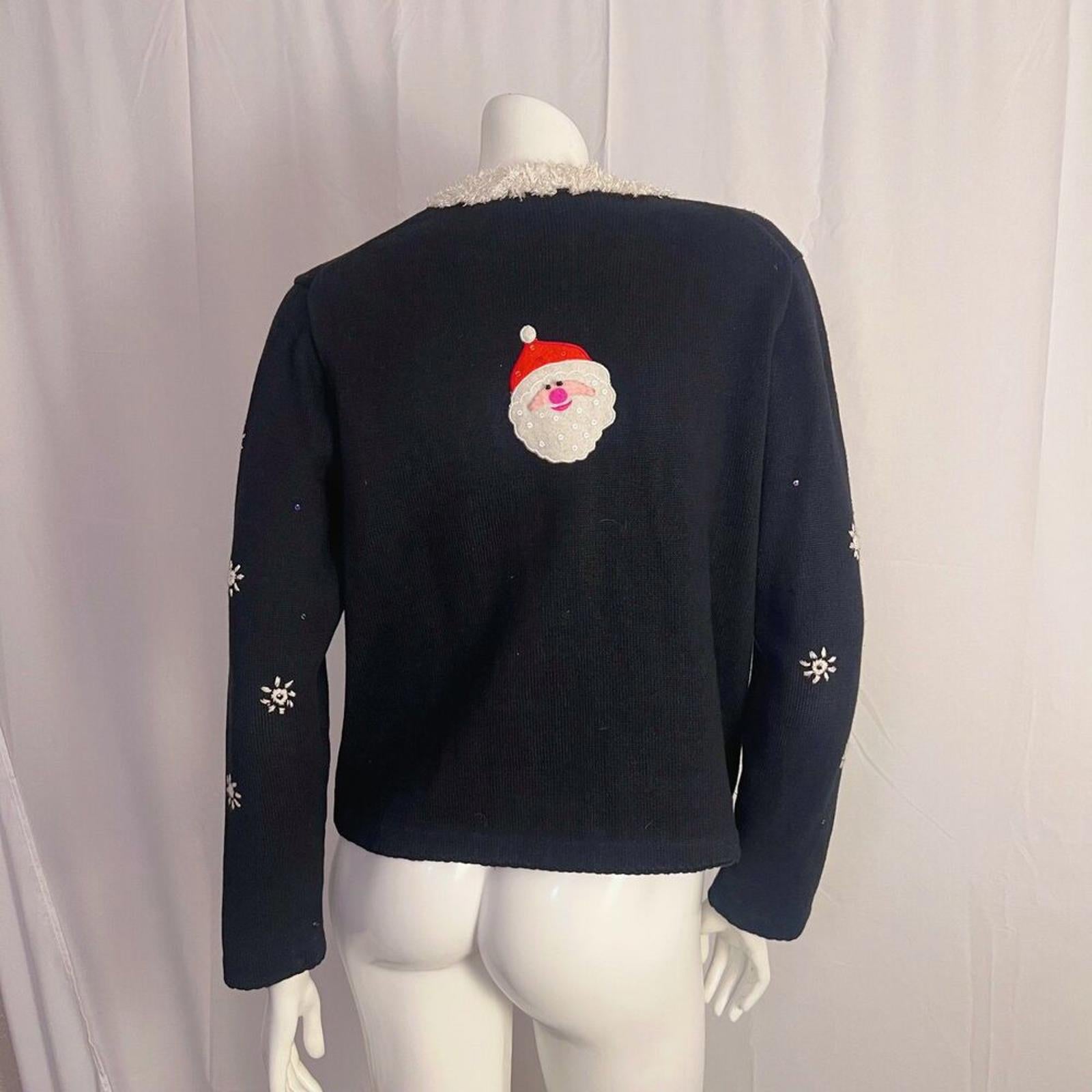 Vintage Arriviste Santa Cardigan Christmas Ugly Sweater Women's Size M