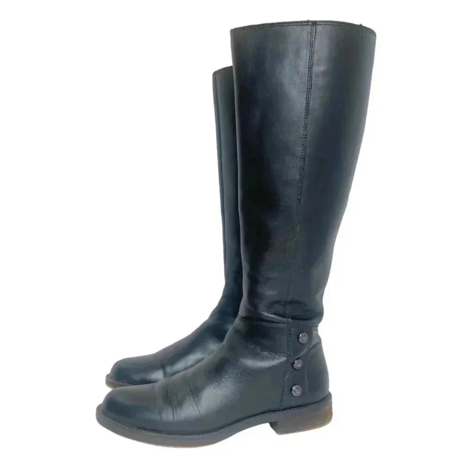 Franco Sarto Cranford 2 Black Leather Knee High Riding Boots Women's Size 5.5