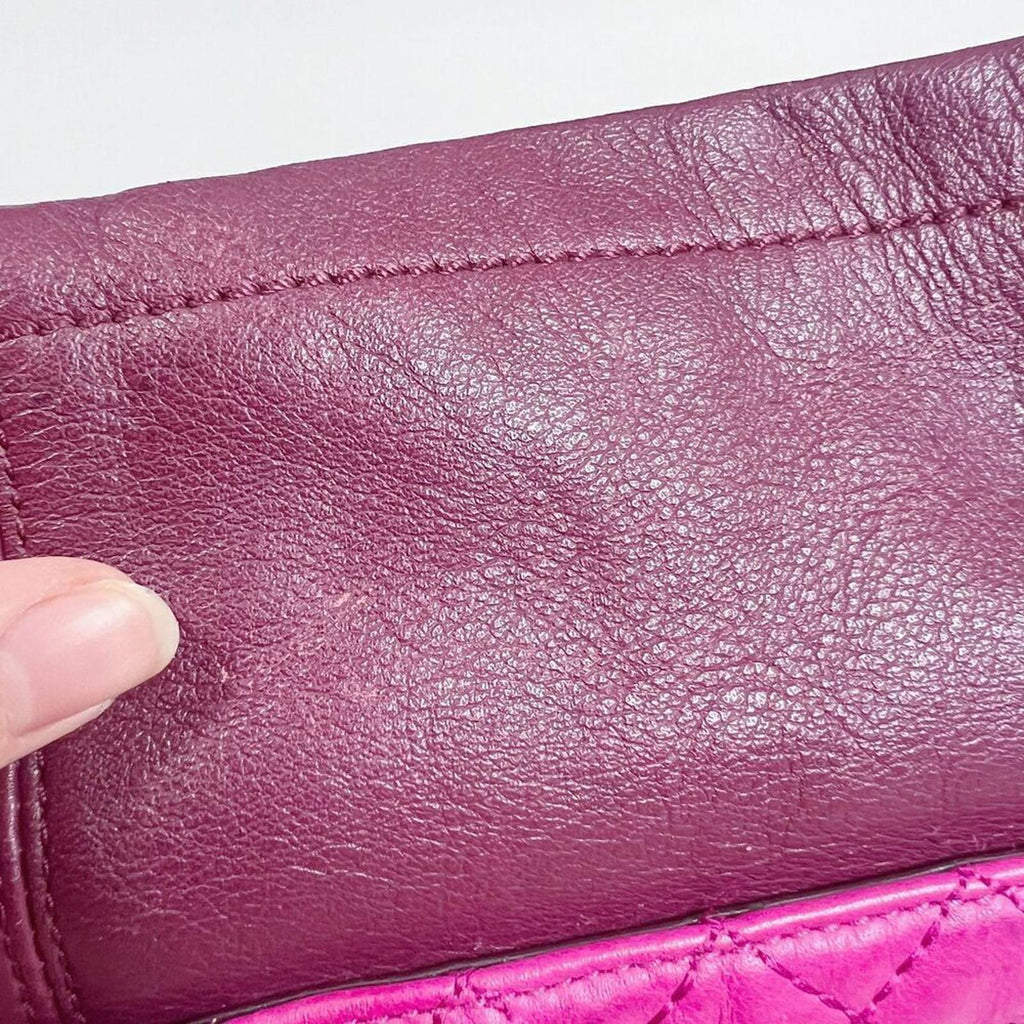 Coach Park Quilted Color Block Hobo Bag Maroon Pink Navy Blue Leather Bag