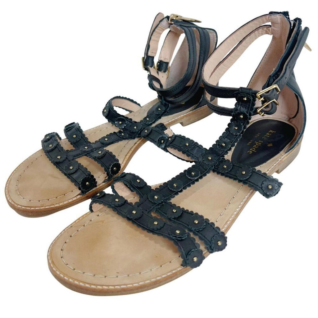 Kate Spade Black Flower Gladiator Strappy Sandals Women's Size 10