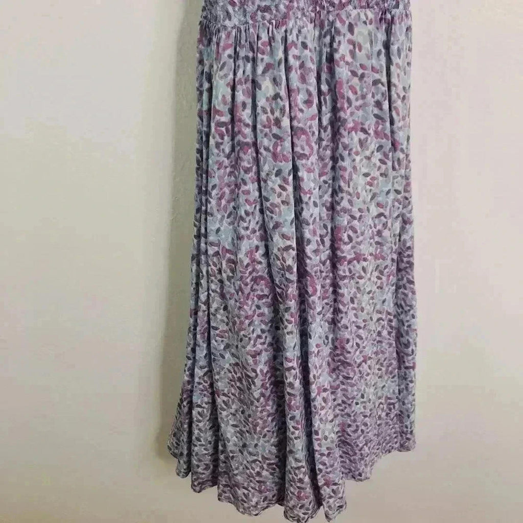 Urban Outfitters UO Kimchi Blue Backless Blue Purple Smocked Floral Dress Size M