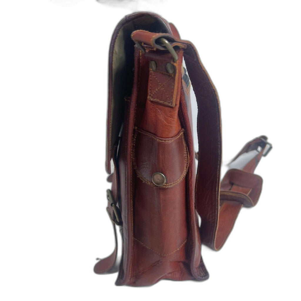 Vintage Cognac Leather Messenger Back Satchel Briefcase Laptop Case