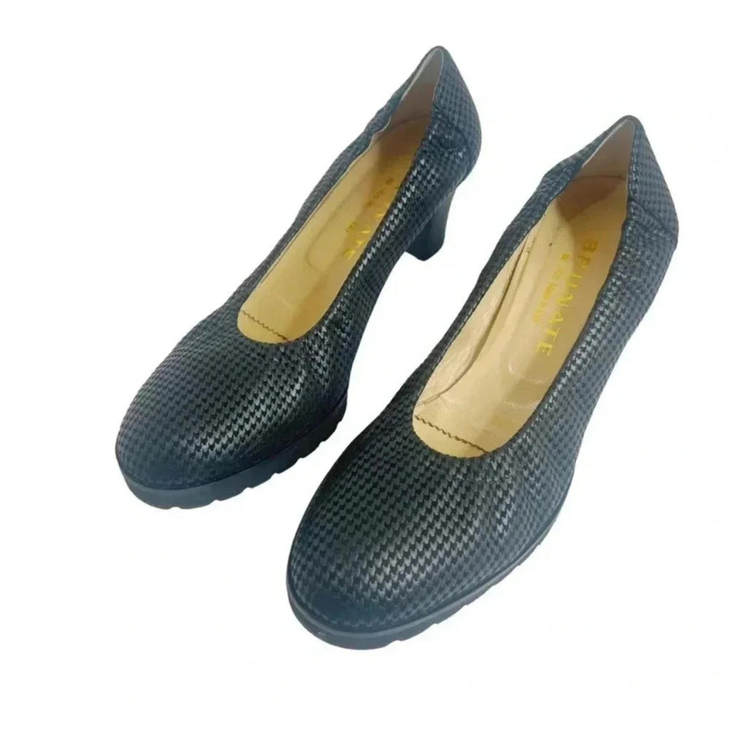 Brunate Ambe Black Houndstooth Heeled Ballet Shoes Size 40 1/2