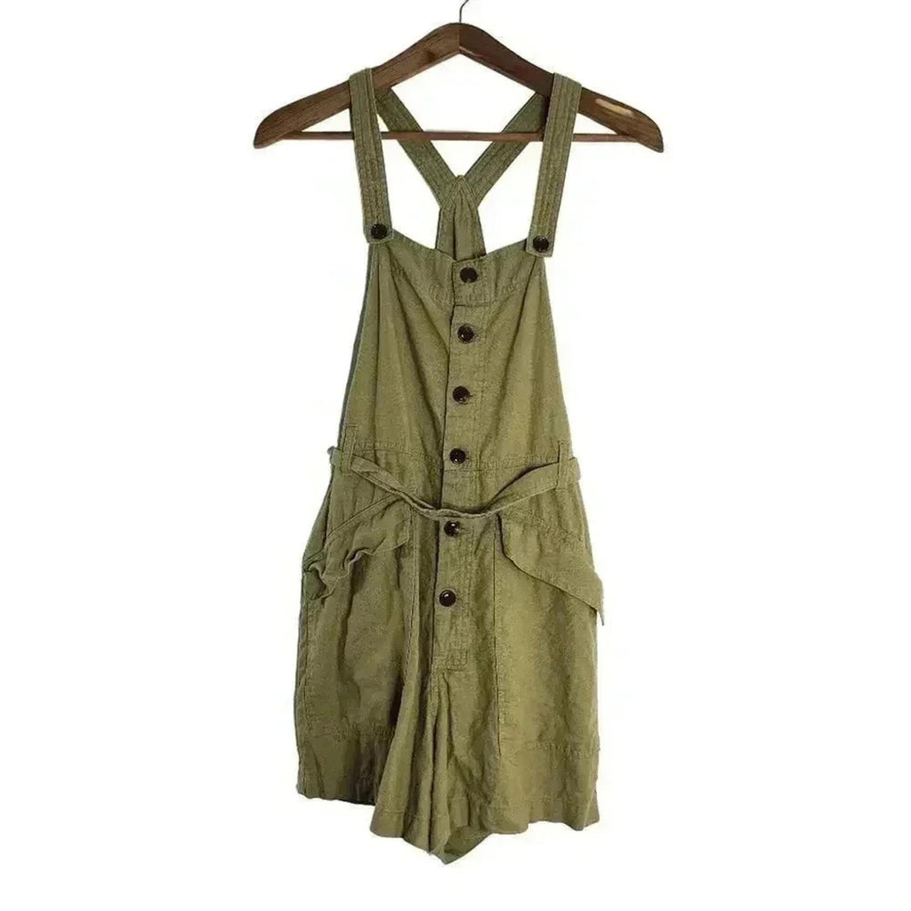 UO Green Tan Overall Style Romper Overalls Women's Size M