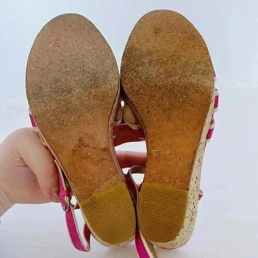 y2k Vintage Coach Barbie Pink Strappy Wedges Heels Sandals Women's Size 6.5 US