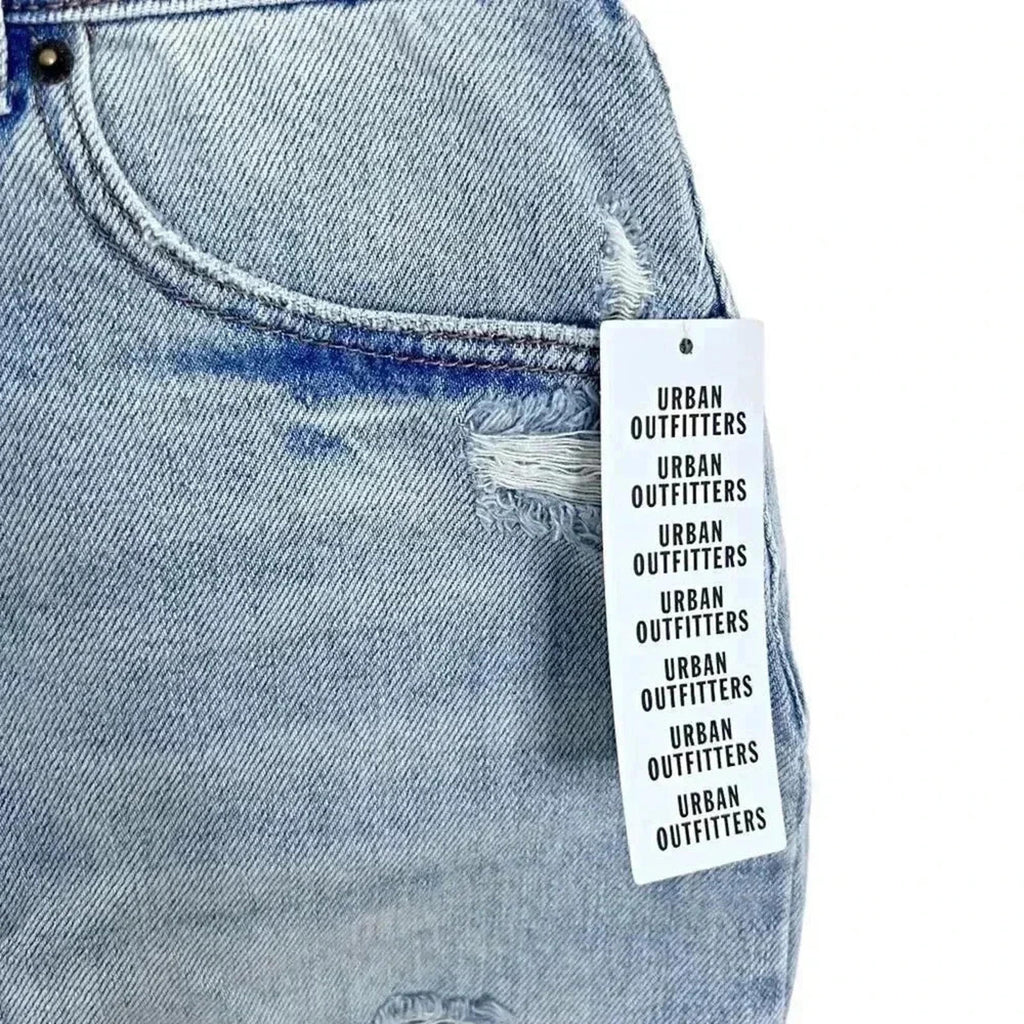 NWT BDG Distressed Denim Skirt Light Wash High Rise Women's Size S
