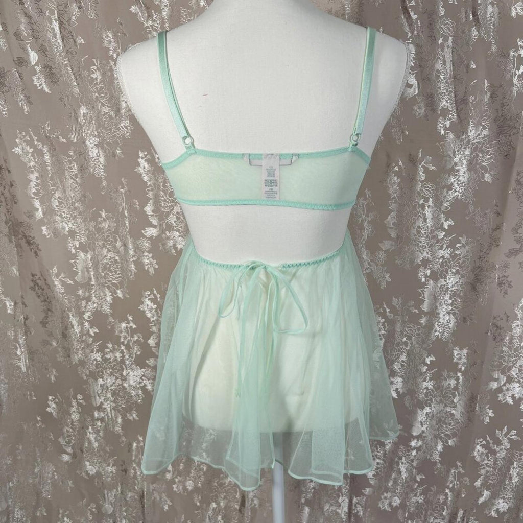Victoria's Secret Sea Foam Green Lace Babydoll Lingerie Women's Size S