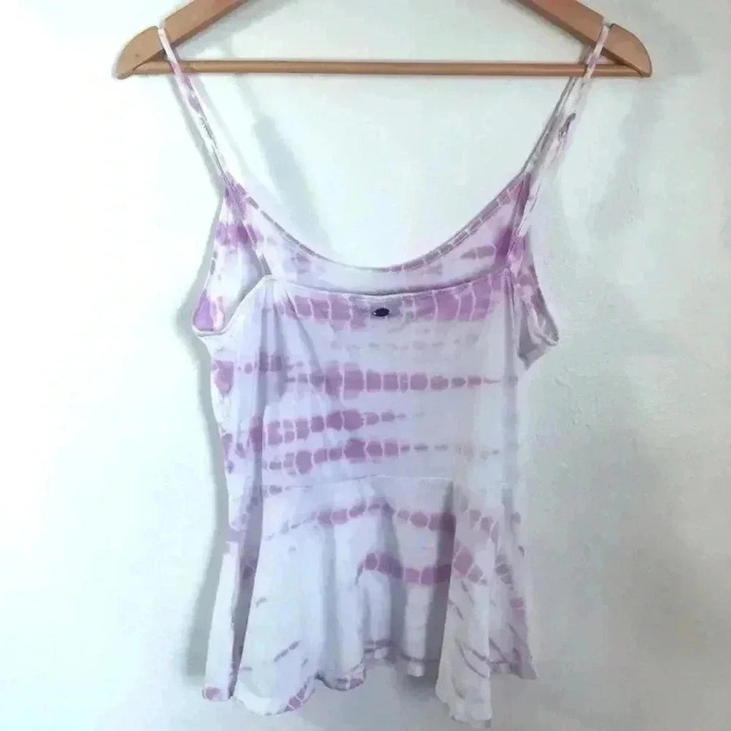 Guess Purple White Tie Dye Peplum Tank Sleeveless Women's Size S