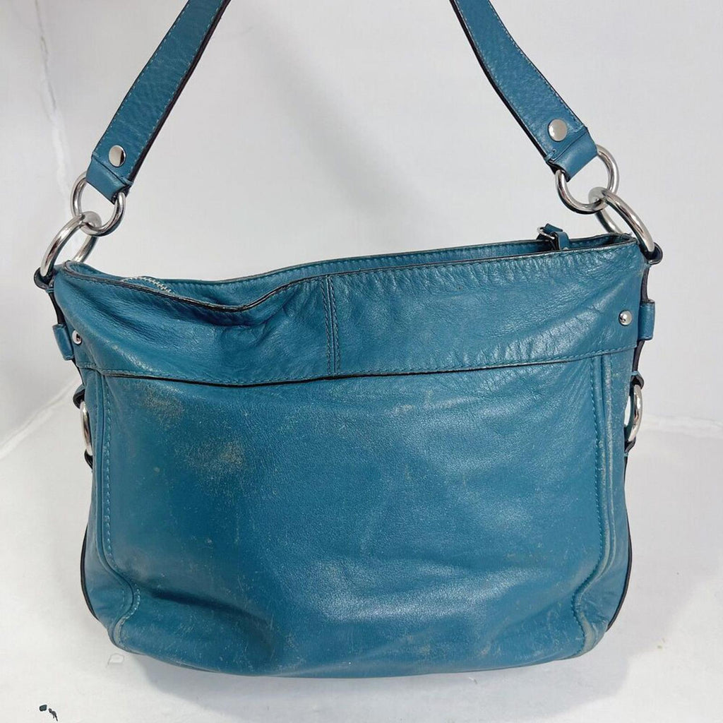 Vintage Coach Leather Hobo Bag Tosca Teal Blue Shoulder Bag Purse