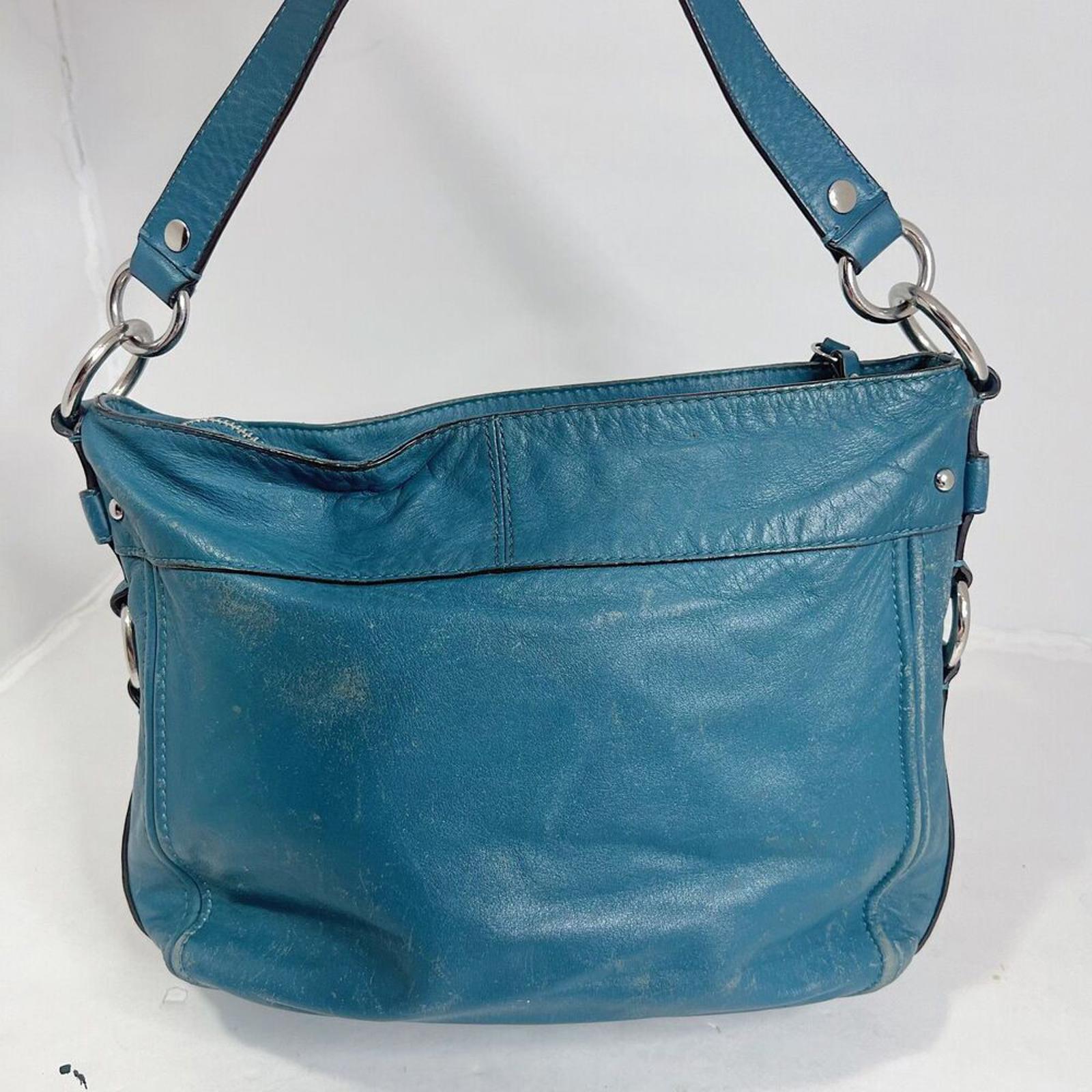 Vintage Coach Leather Hobo Bag Tosca Teal Blue Shoulder Bag Purse