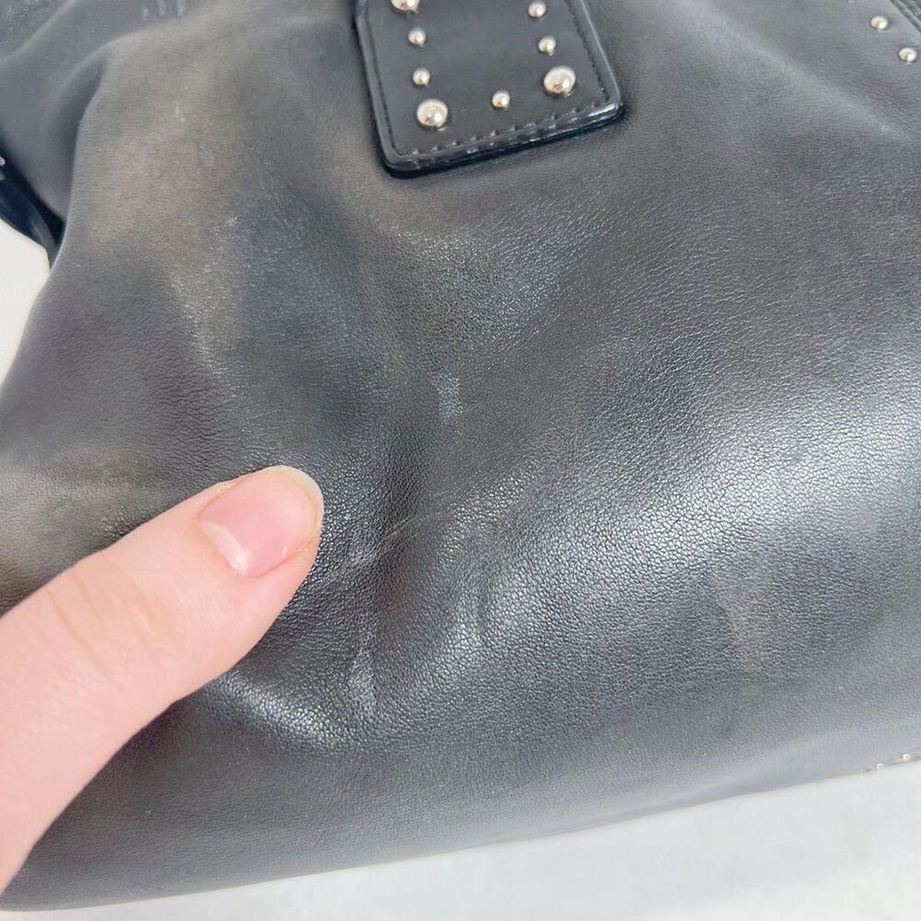 y2k Vintage Michael Kors Astor Black Leather Studded Shoulder Bag Rocker Chic