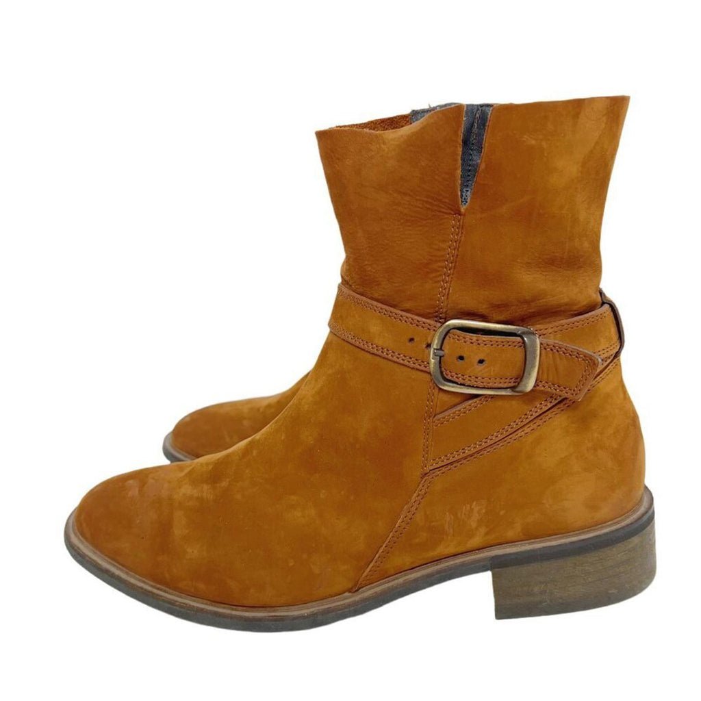 Paul Green Denver Belted Biker Moto Booties Ankle Boots in Toffee Suede Size 7