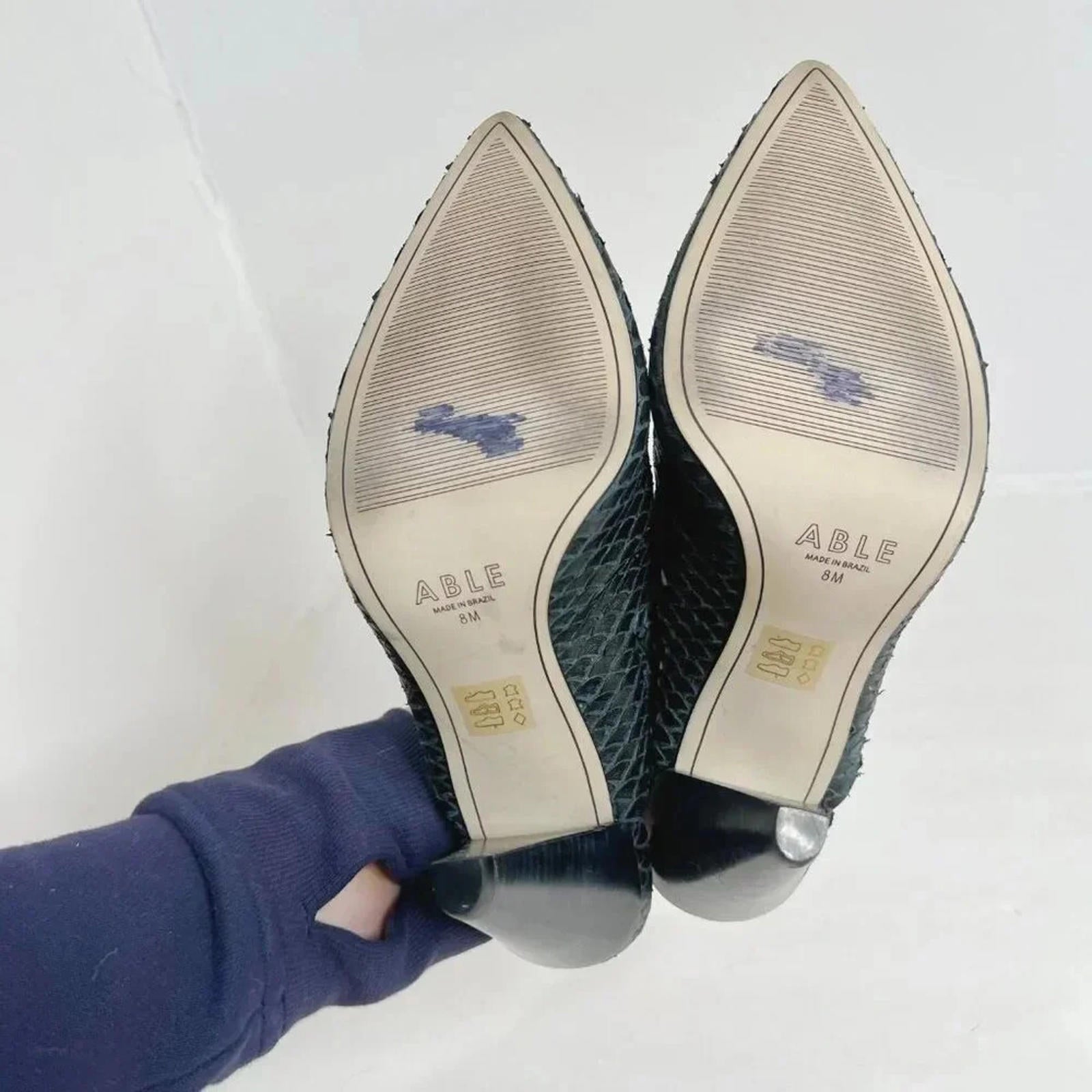 Able Grey Faux Snakeskin Heeled Mule Women's Size 8