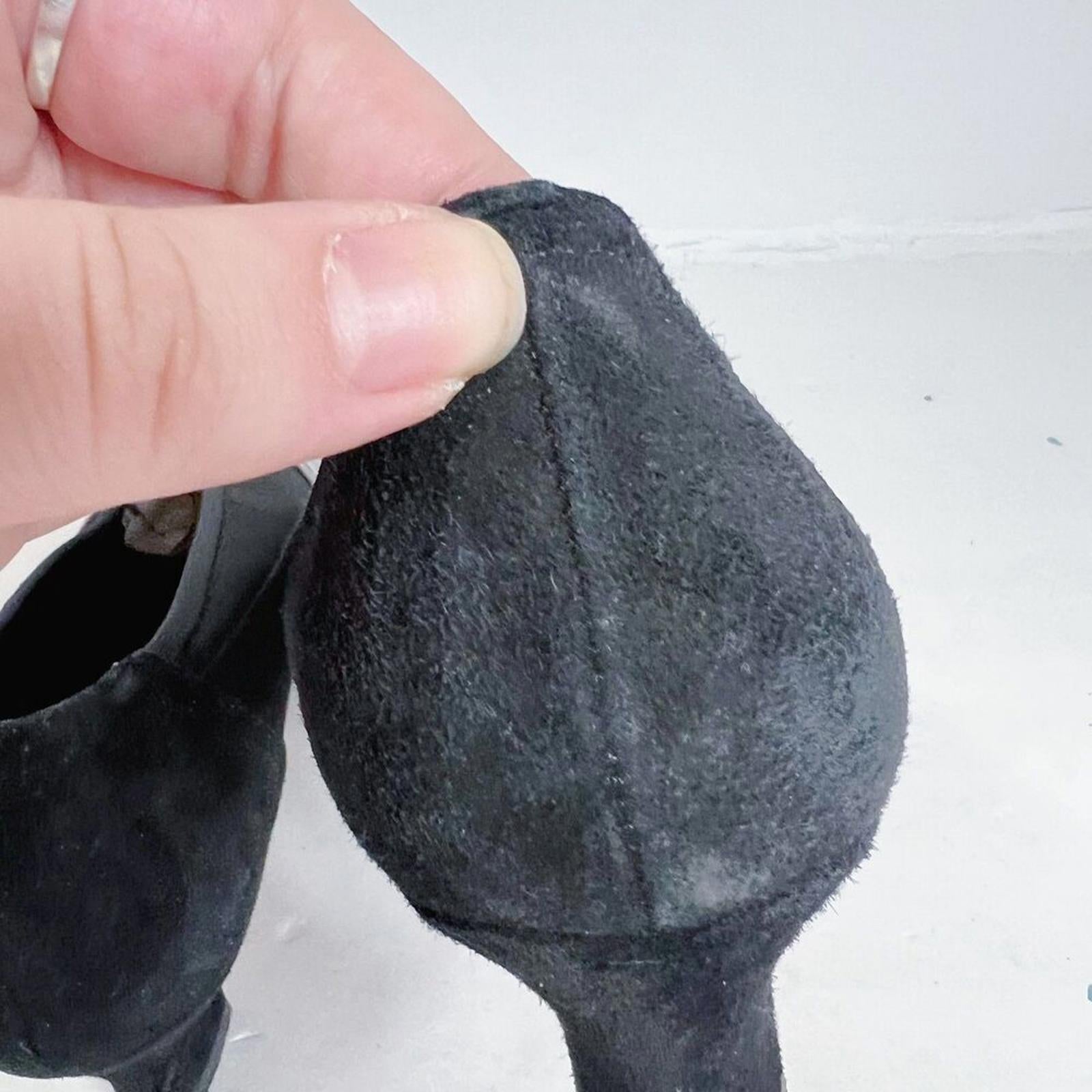 Prevata Italy Women's Snakeskin Pumps Black Suede Heels Bow Detail Size 8.5