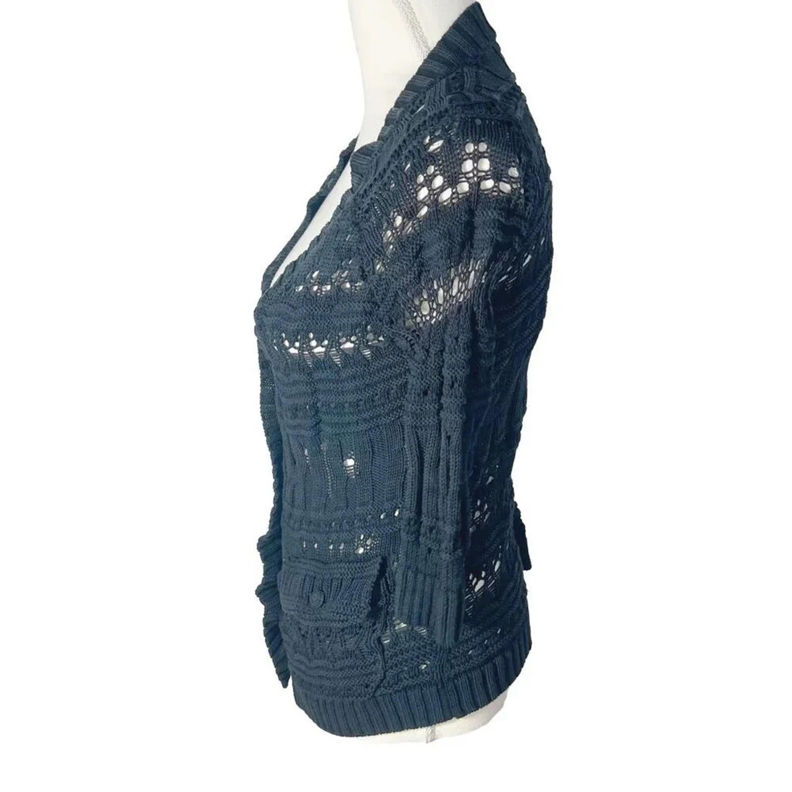 Doncaster Collection 100% Silk Black Knit Cardigan Women's Size XS