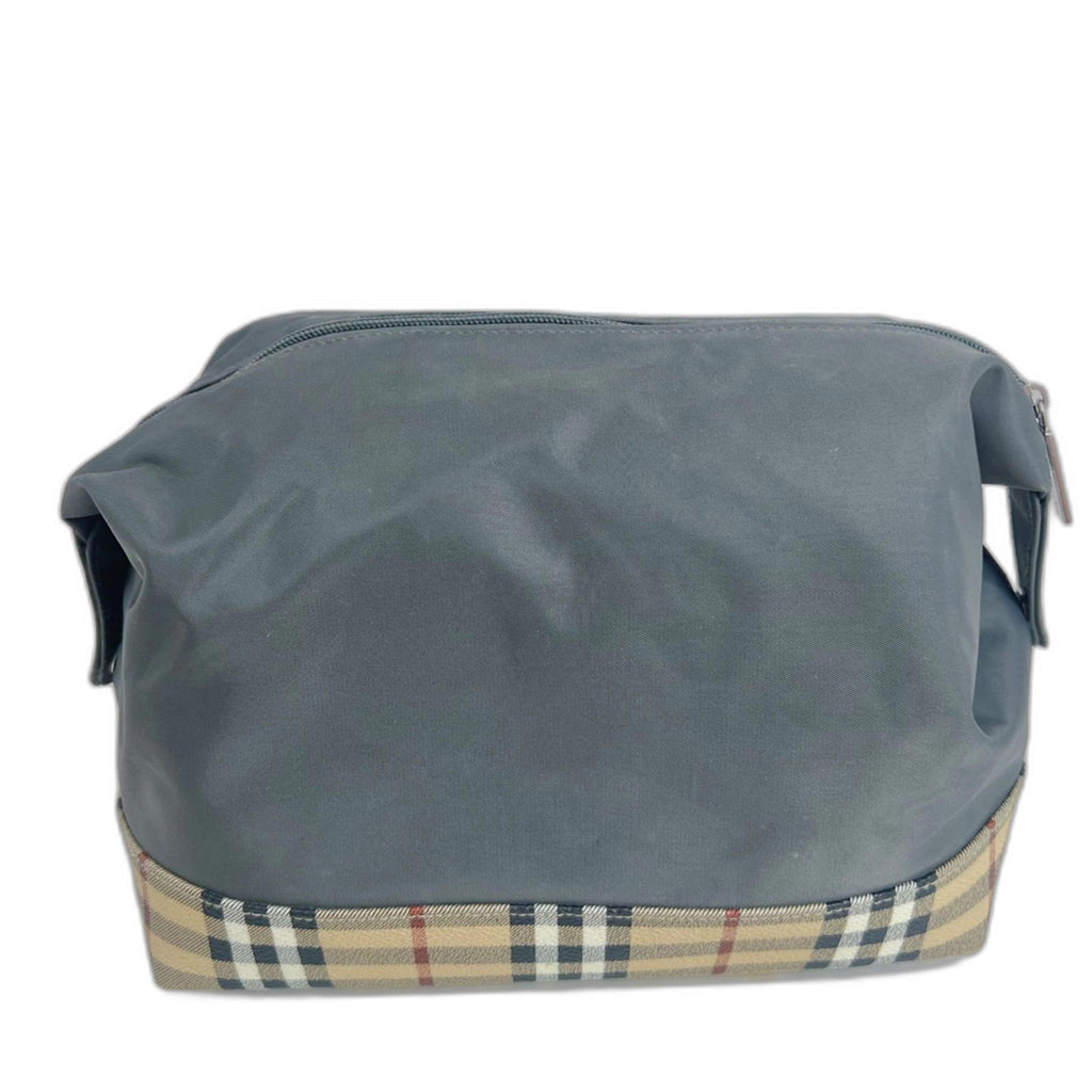 Vintage Burberry RARE Makeup Bag Toiletry Bag Grey Burberry Check Plaid