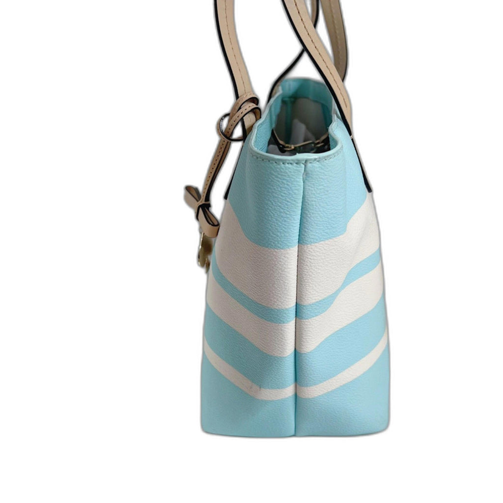 Kate Spade Hawthorne Lane Grace Blue White Striped Leather Tote Bag Shoulder Bag