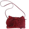 RARE Vintage Susan Farber Dark Red Leather Bow Crossbody Bag Purse Coquette