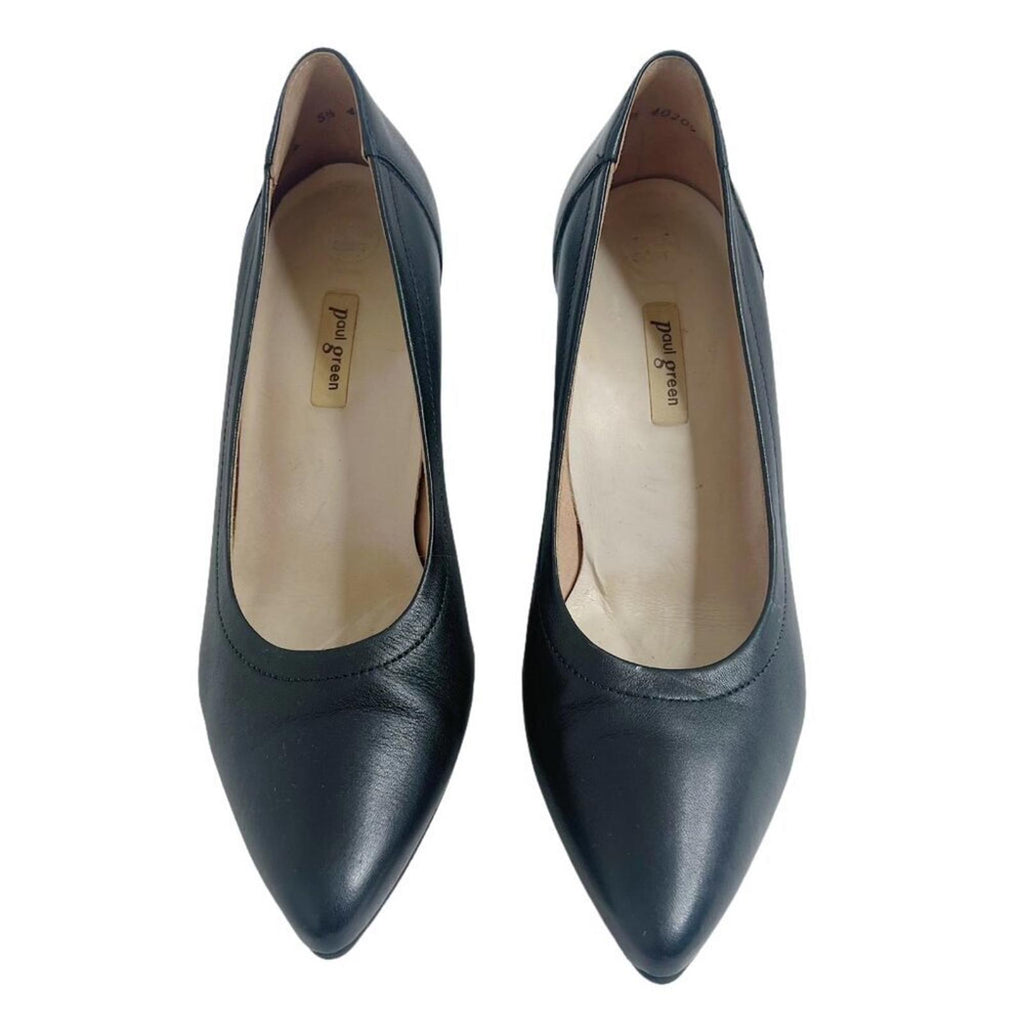 Paul Green Kami Ocean Softnappa Black Leather Pumps Pointed Toe Heels Size 8