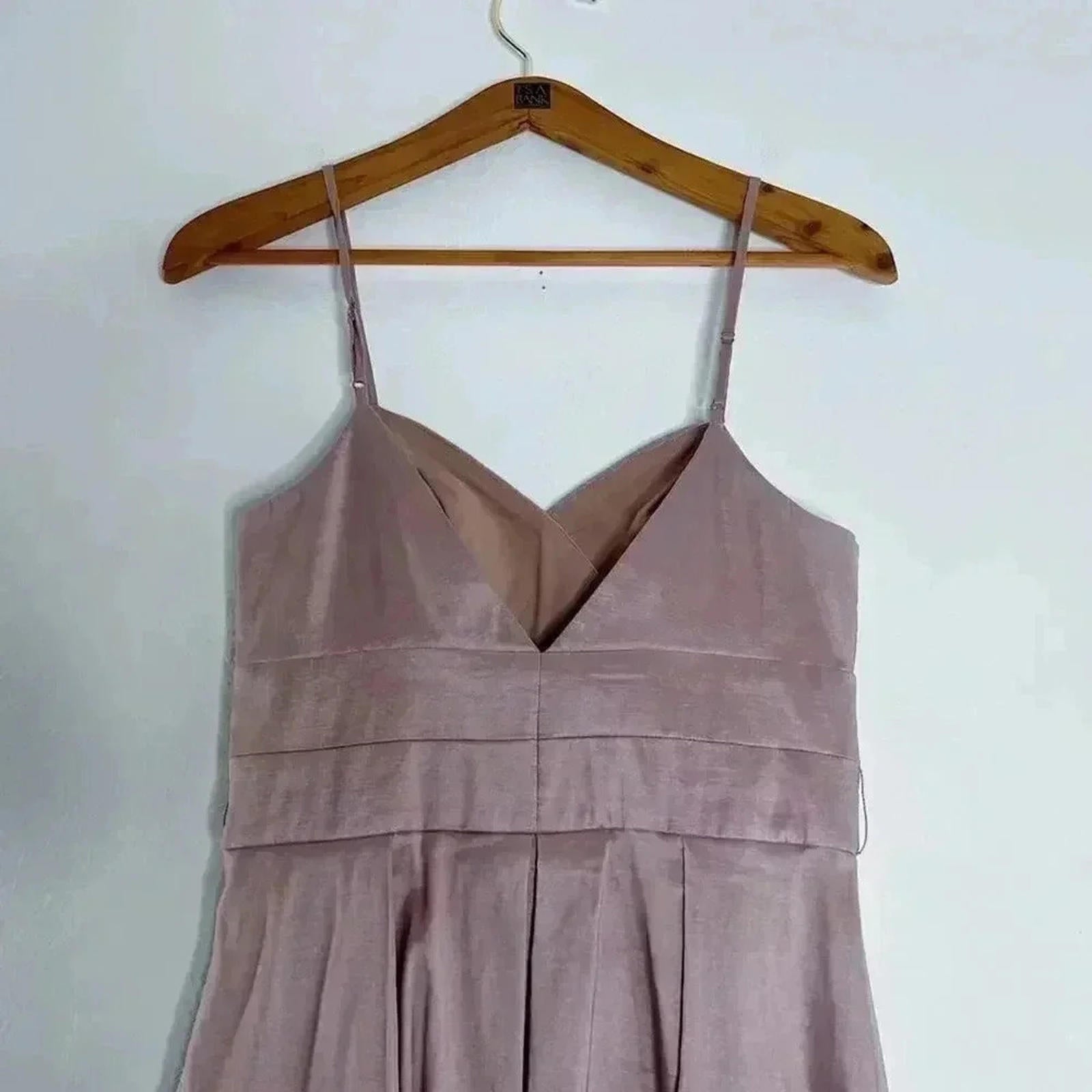 Vintage Oleg Cassini Dusty Rose Pleated Tea Dress Embroidered Women's Size 6