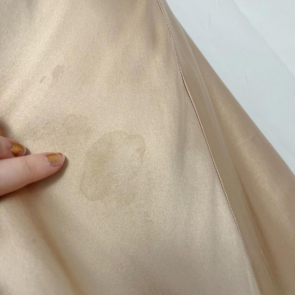 y2k Vintage Silk Dusk Collection Champagne Gold Hand Beaded Evening Gown Size 10
