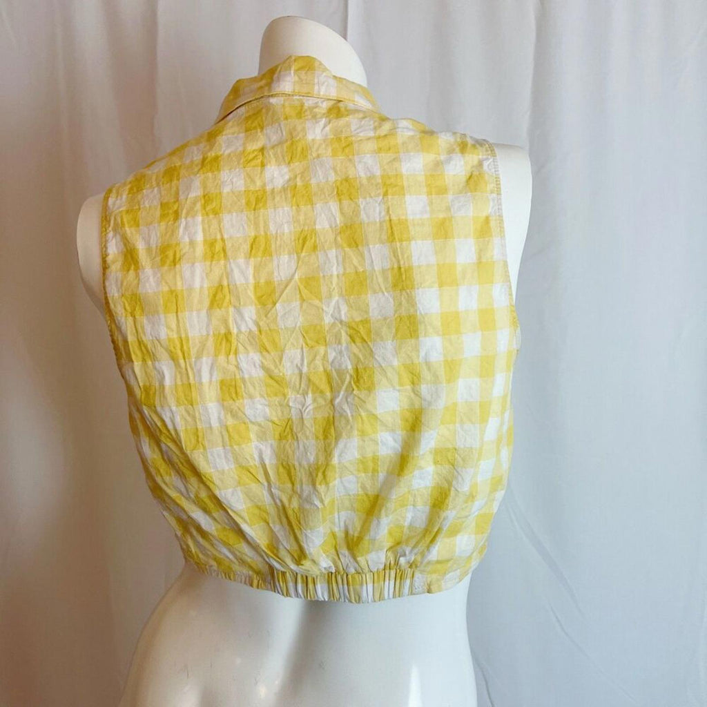 Lush Nordstrom Yellow Gingham Tank Top Tied Cropped Coquette Summer Size S