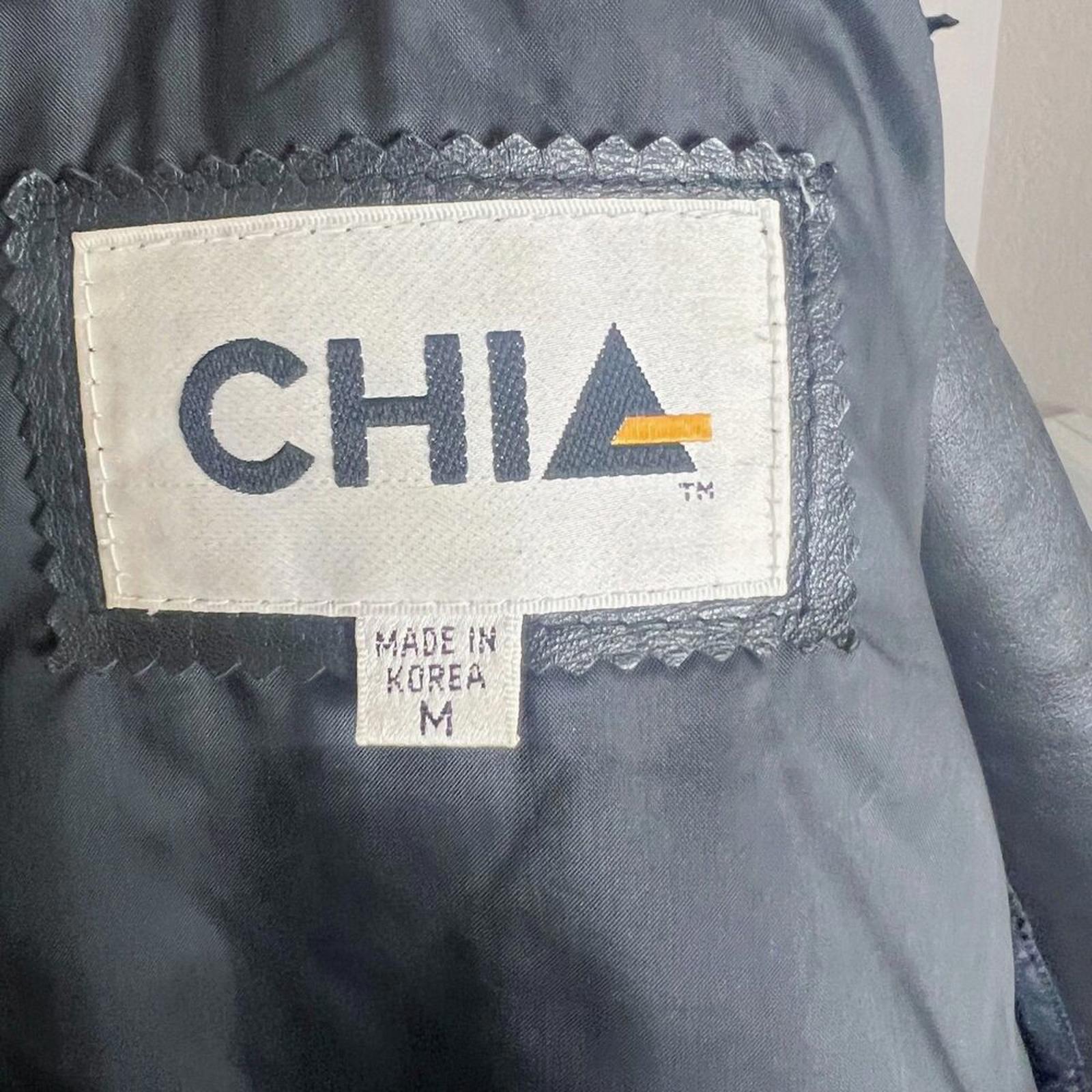 80s Vintage Chia Black Leather Jacket Motorcycle Moto Women's Size M