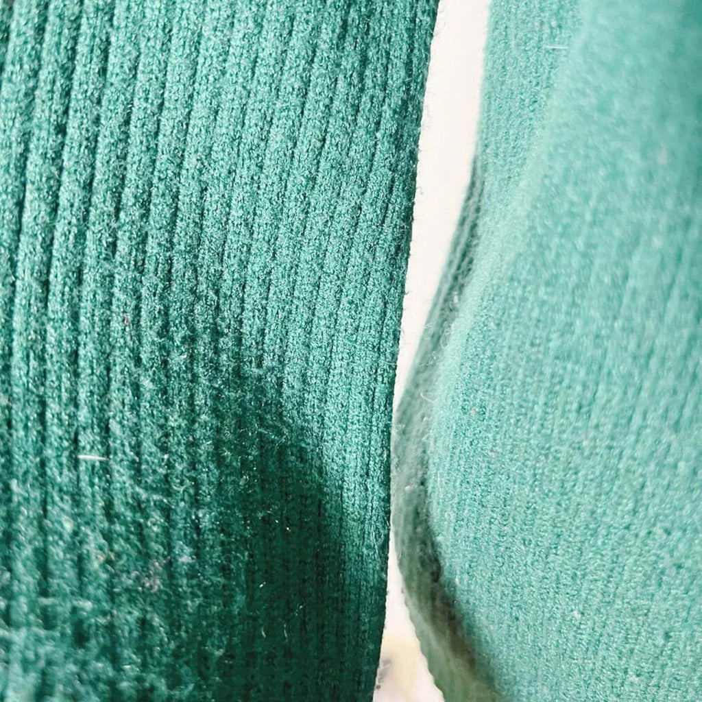 Anthropologie Green Ribbed Mock Neck Sweater Women's Size XS