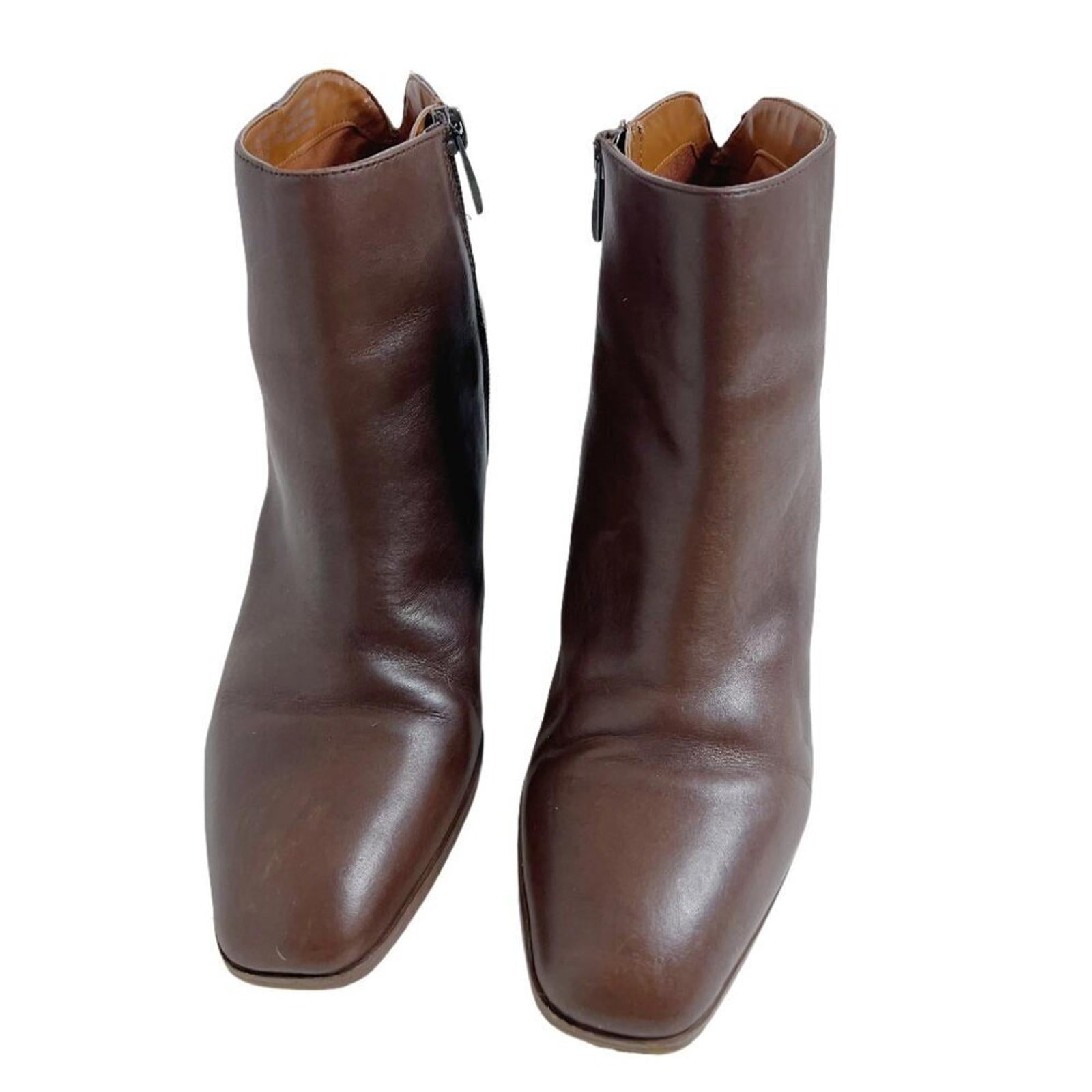 Franco Sarto Ilaria Brown Leather Heeled Booties Boots Women's Size 9.5