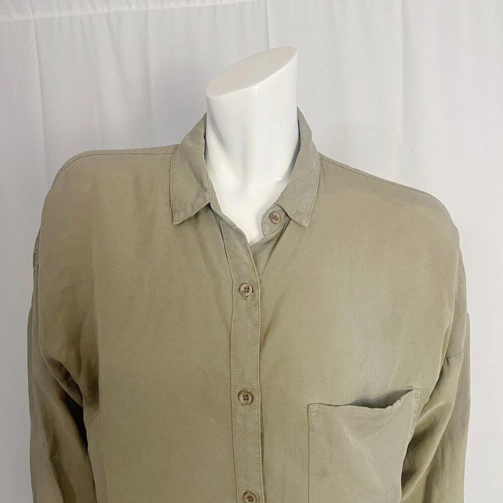 Bella Dahl Khaki Green Long Sleeve Button Up Shirt Women's Size S