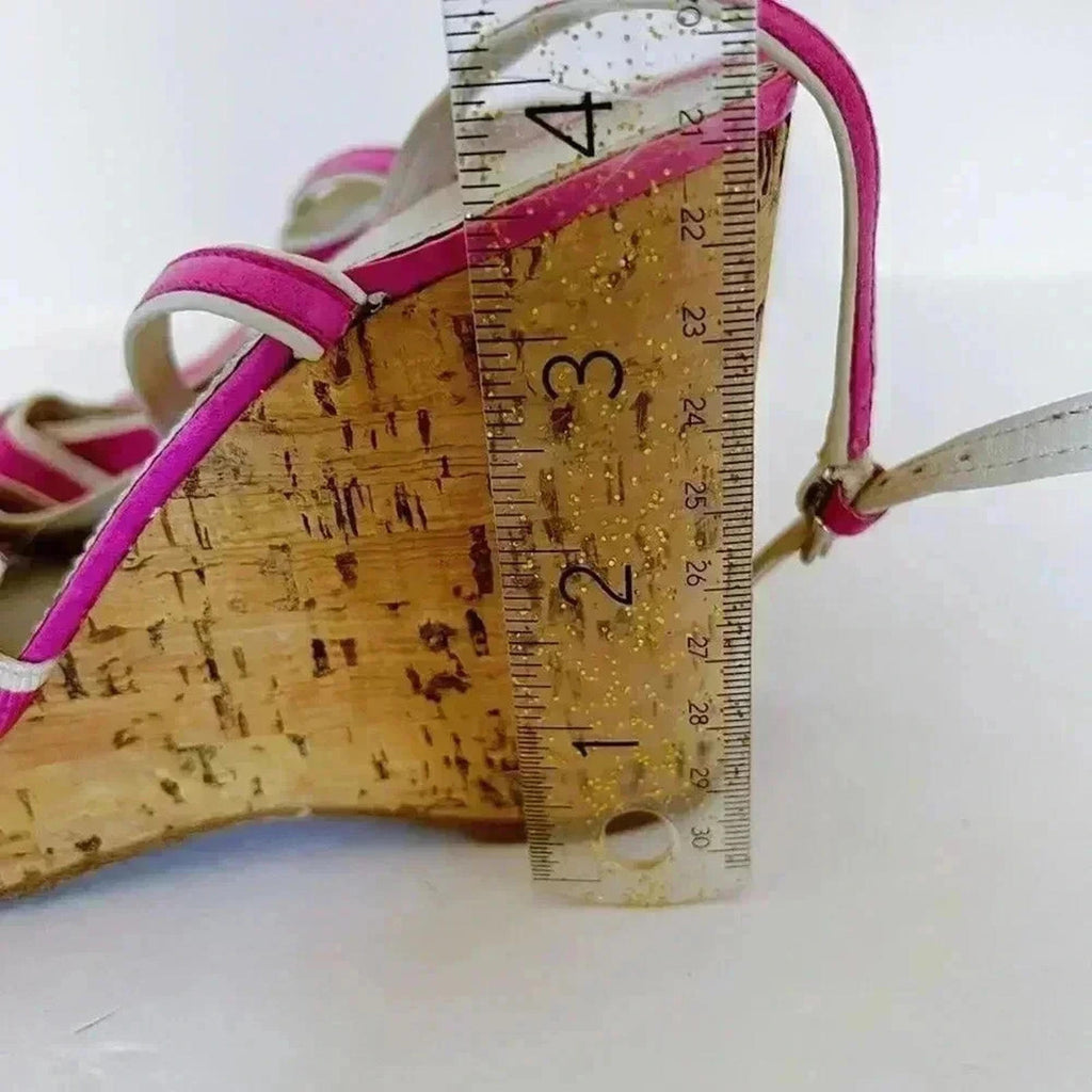 y2k Vintage Coach Barbie Pink Strappy Wedges Heels Sandals Women's Size 6.5 US