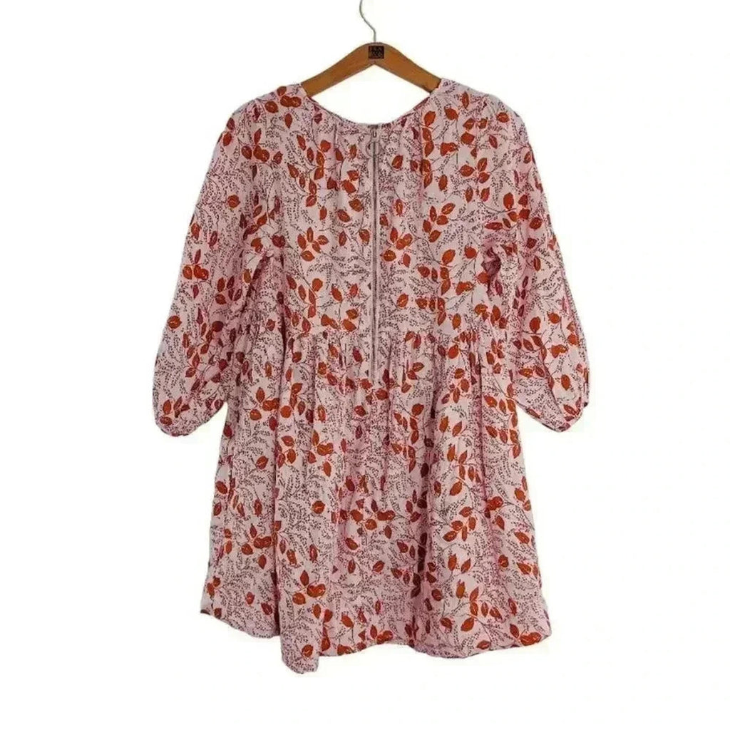 NWT Free People Paper Hearts Light Pink Floral Babydoll Dress Boho Size S