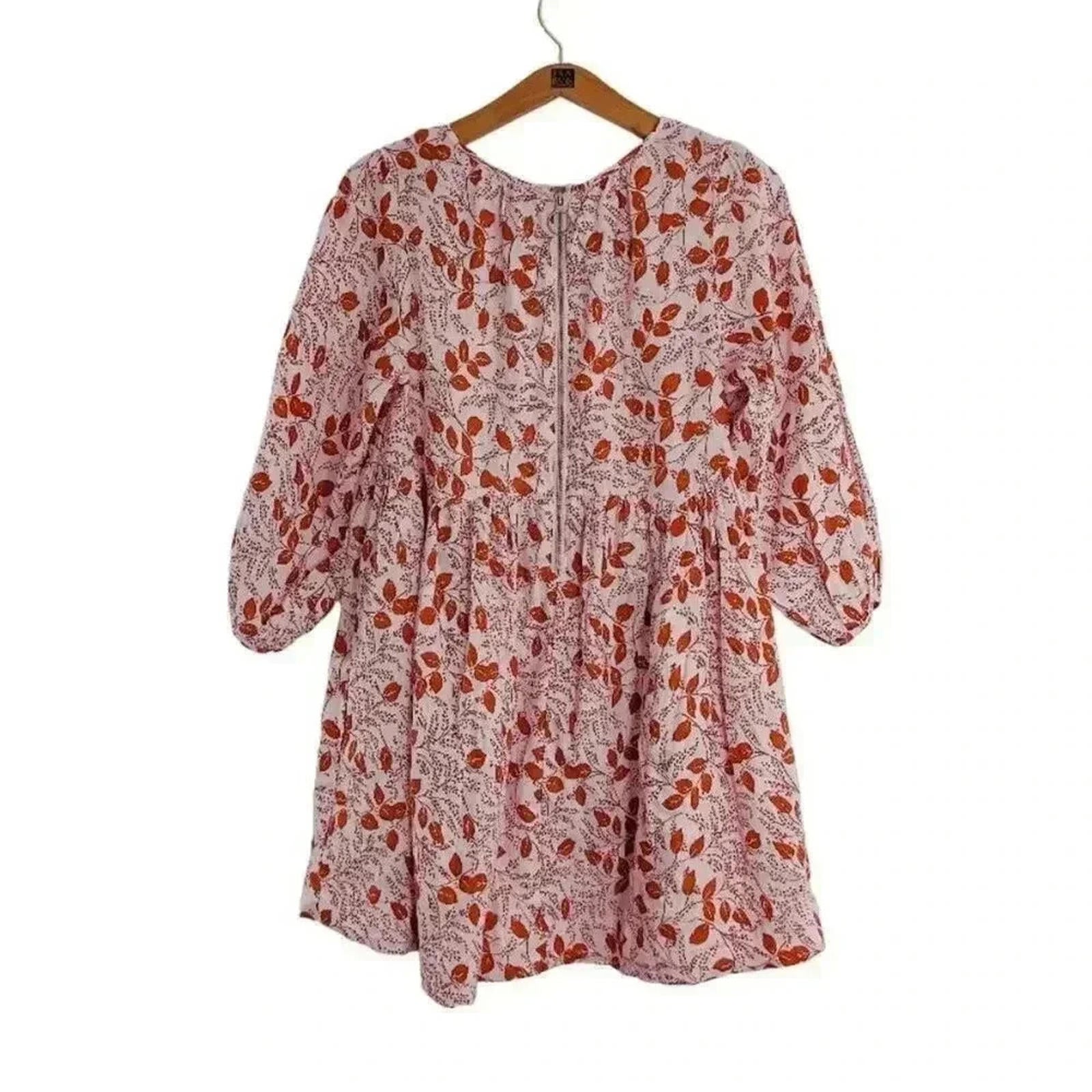 NWT Free People Paper Hearts Light Pink Floral Babydoll Dress Boho Size S