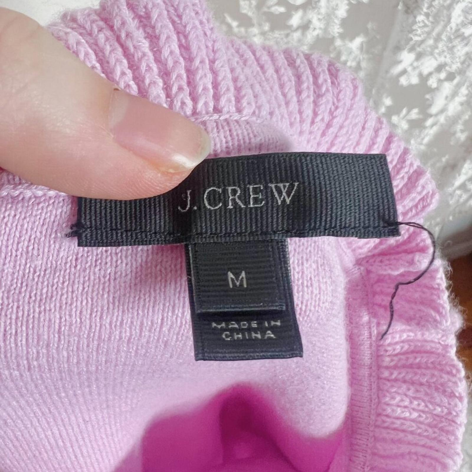 J Crew Merino Wool Pink Purple Mock Neck Sweater Ruffled Women's Size M
