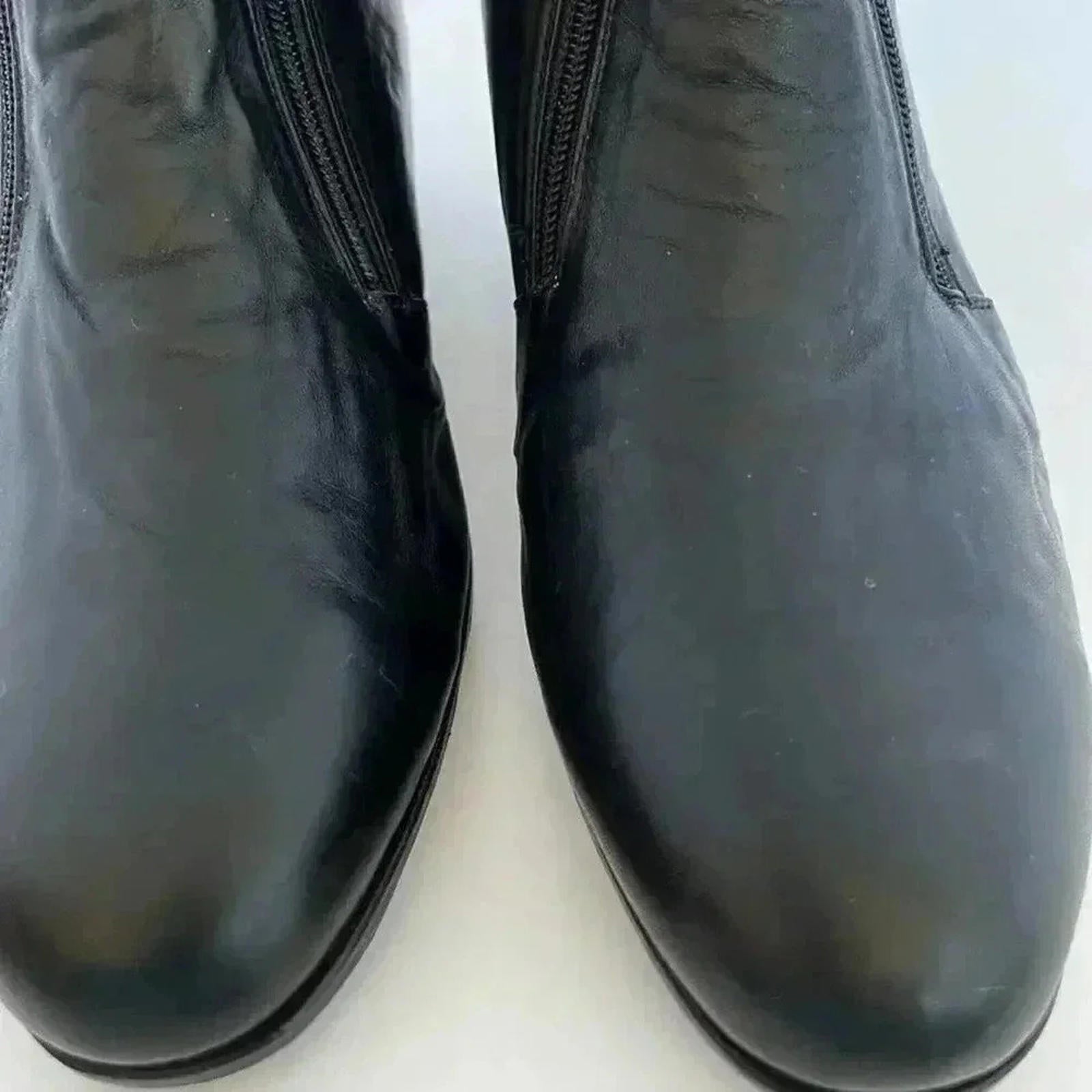 Valentino Vintage Black Leather Booties Ankle Boots Double Zip Women's Siz 5.5