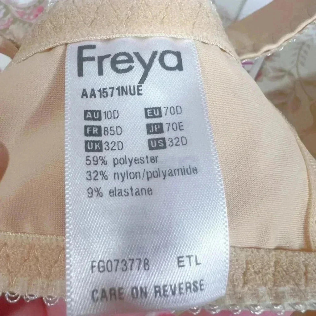 NWT Freya Nude Unlined Bra Lace Blue Embroidered Details 32D