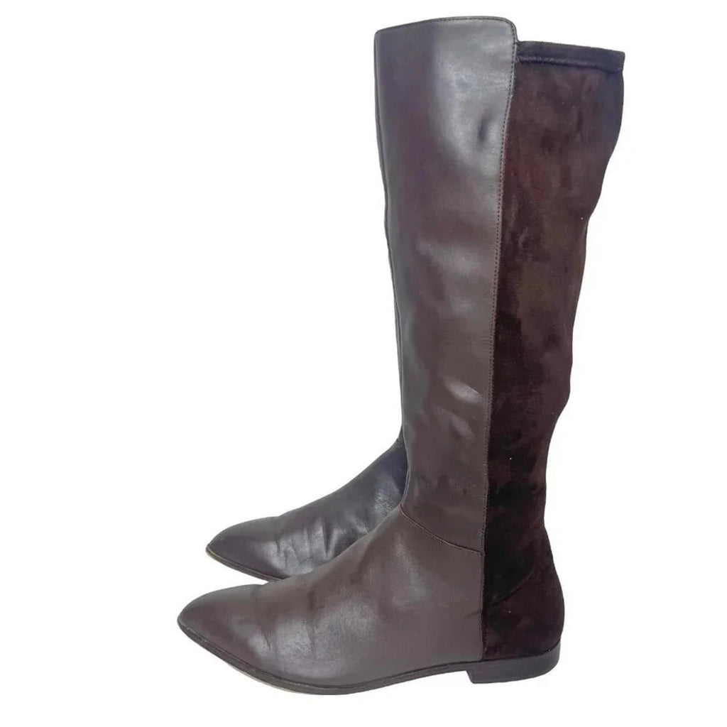 Nine West Brown Leather Faux Suede Knee High Pointed Toe Boots Size 10