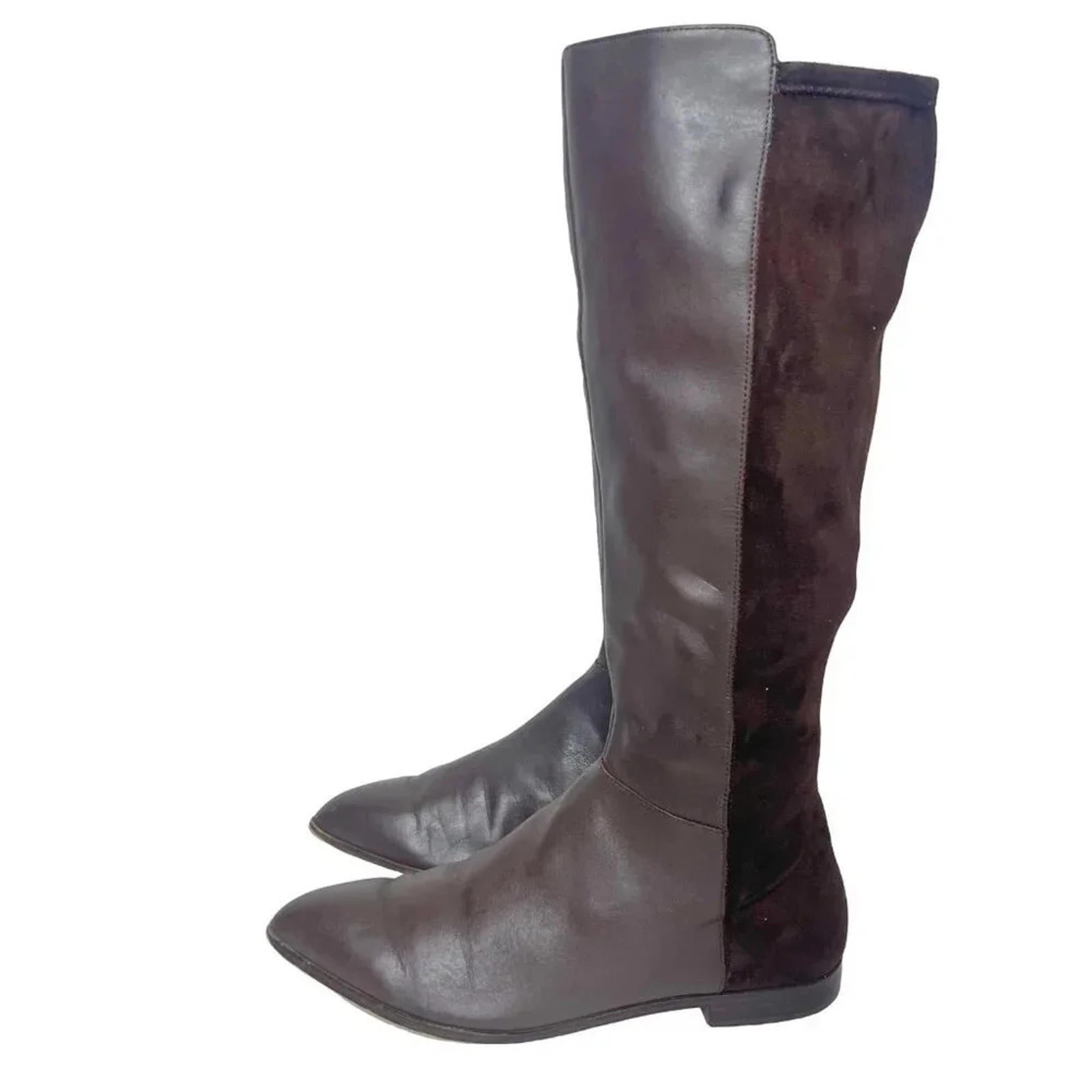 Nine West Brown Leather Faux Suede Knee High Pointed Toe Boots Size 10