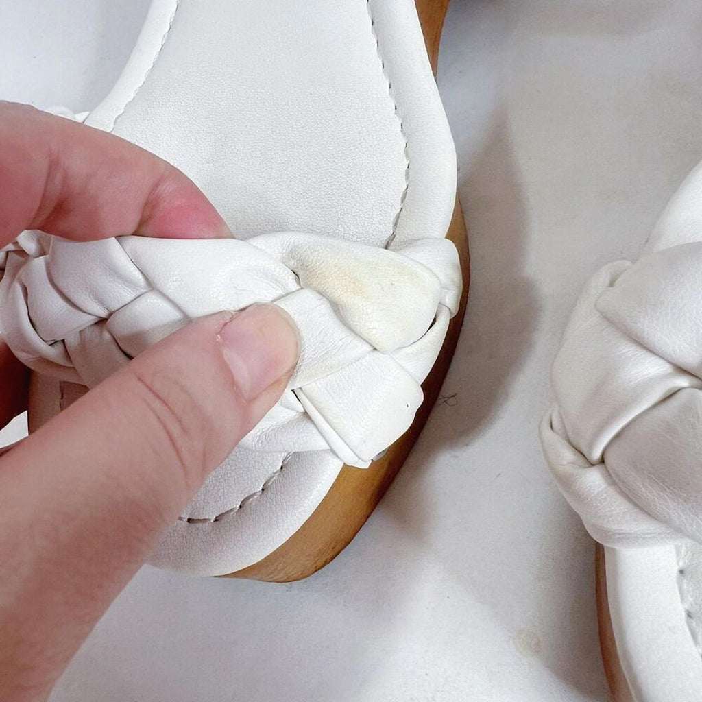 Steve Madden Fauna White Leather Braided Wedges Platform Sandals Size 10