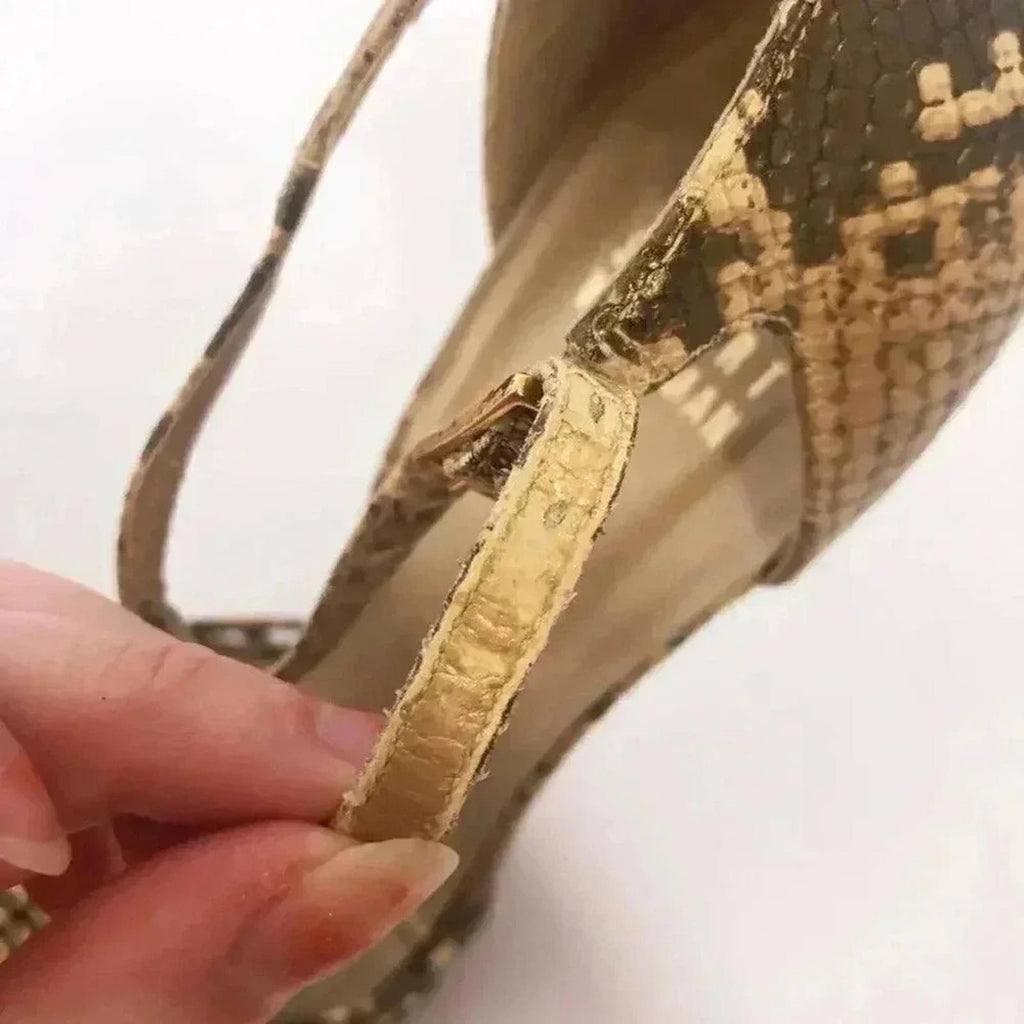 Stuart Weitzman y2k Snakeskin Python Print Stiletto Strappy Heel Pump Size 7.5