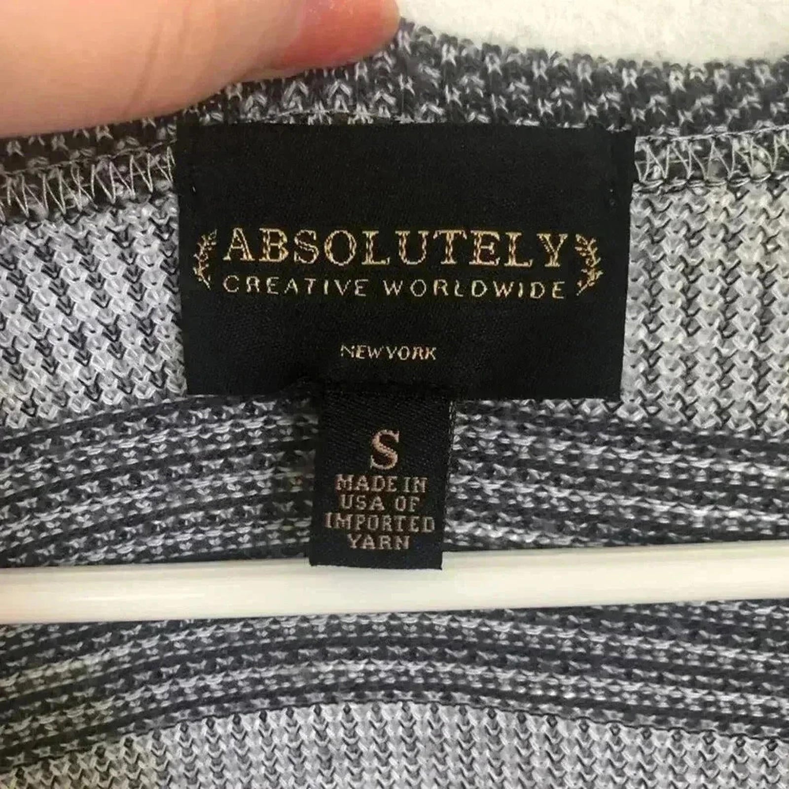 Absolutely Creative Worldwide Black White Knit Striped Cardigan Women's Size S