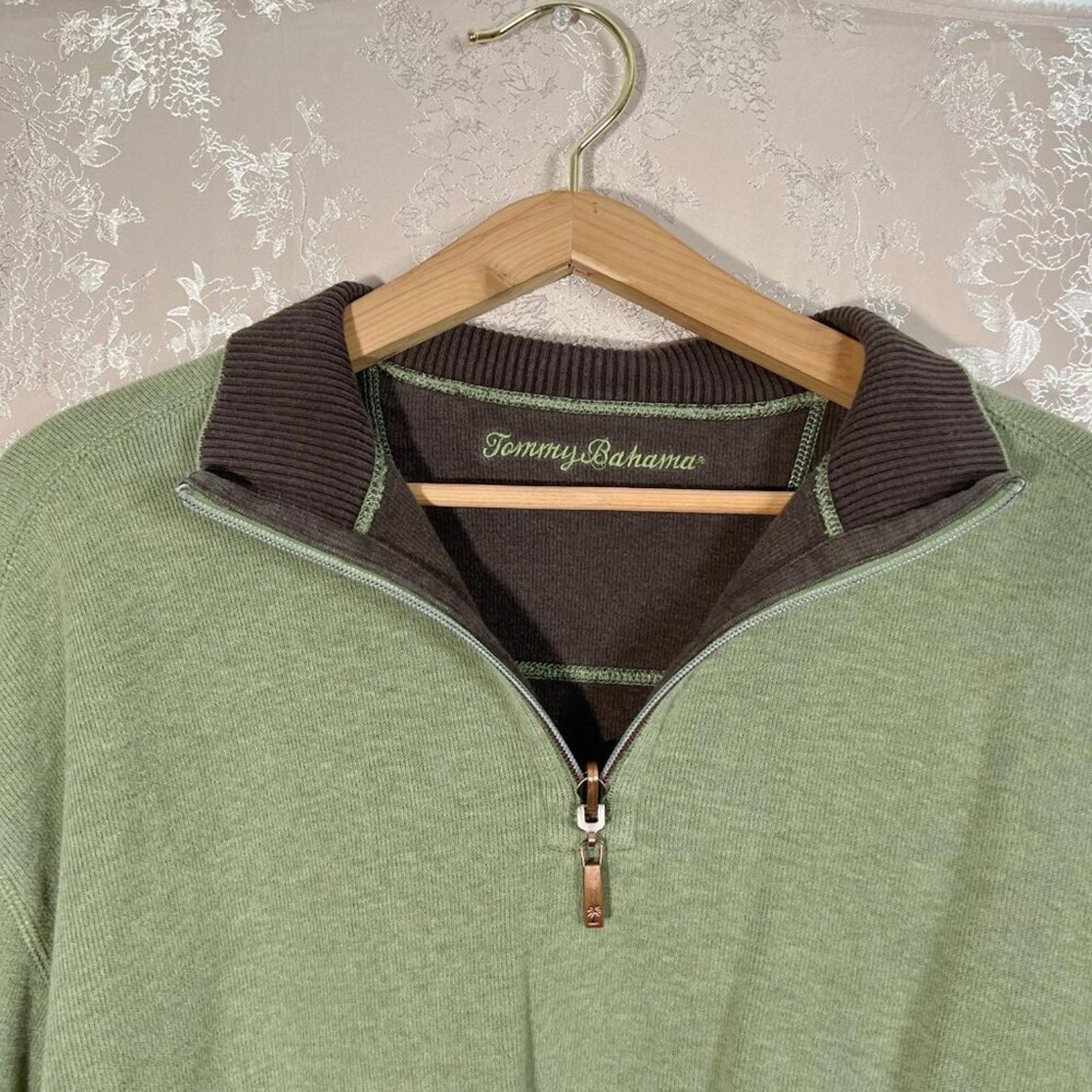 Tommy Bahama Men's Green Pullover Quarter Zip Jacket Sweater Size XL