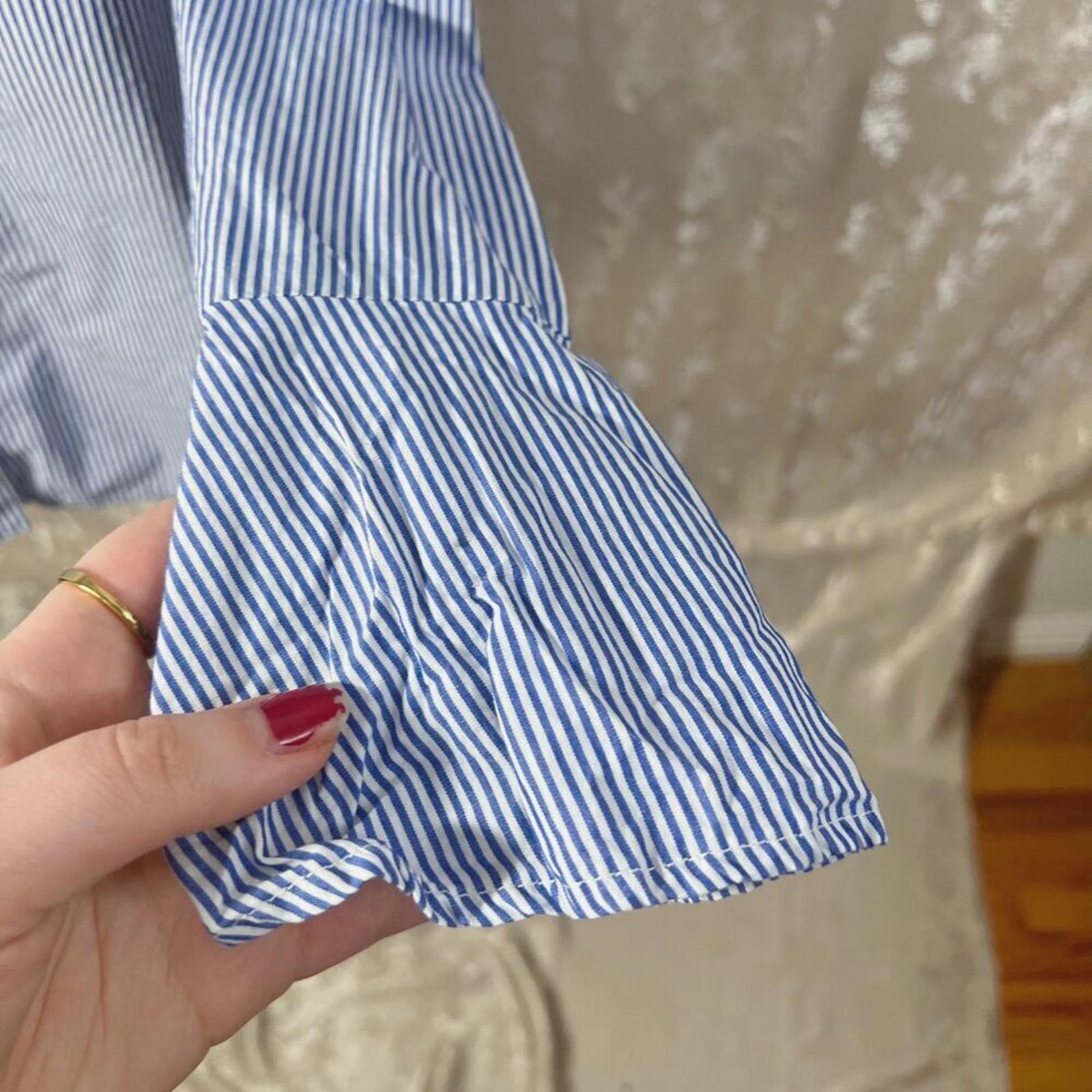 Sanctuary Blue and White Stripes Button Up Off Shoulder Blouse Women's Size S