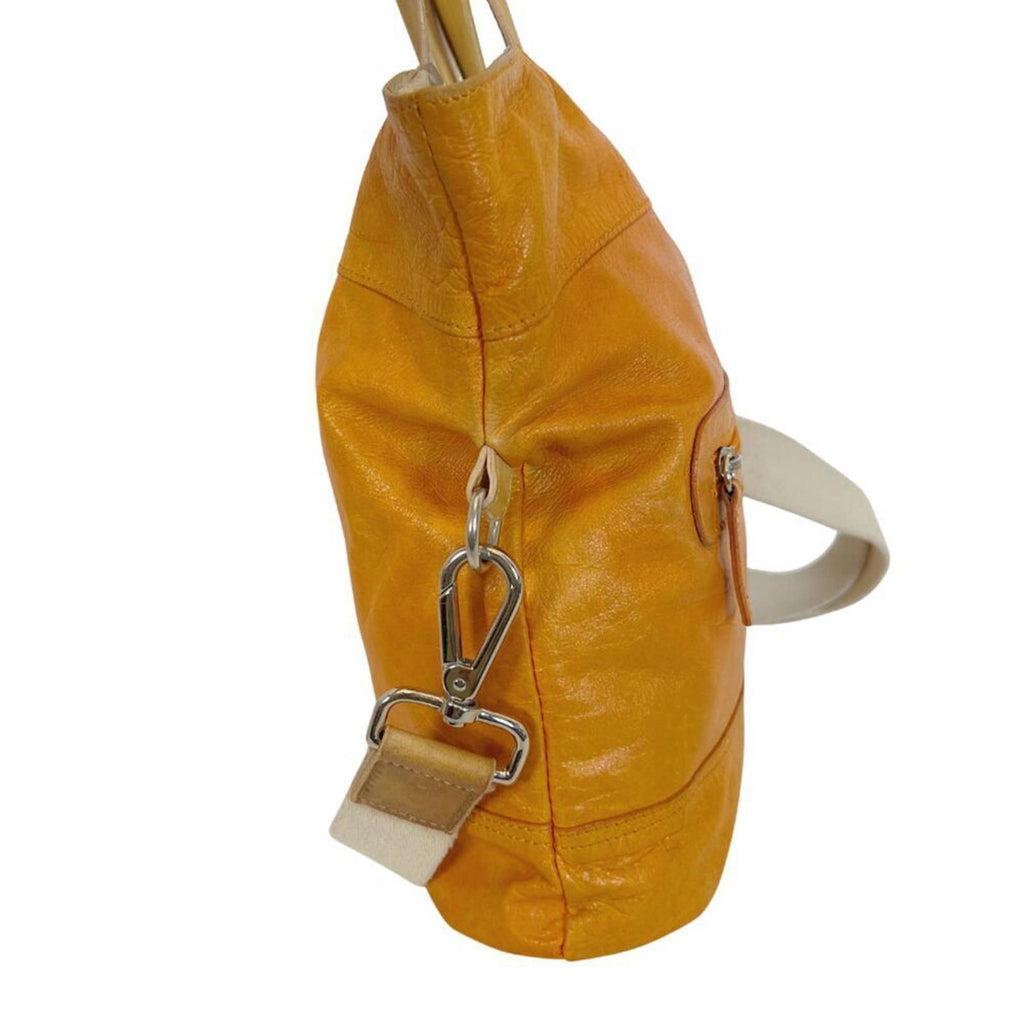 Maurizio Taiuti Italian Orange Leather Handbag Crossbody Purse