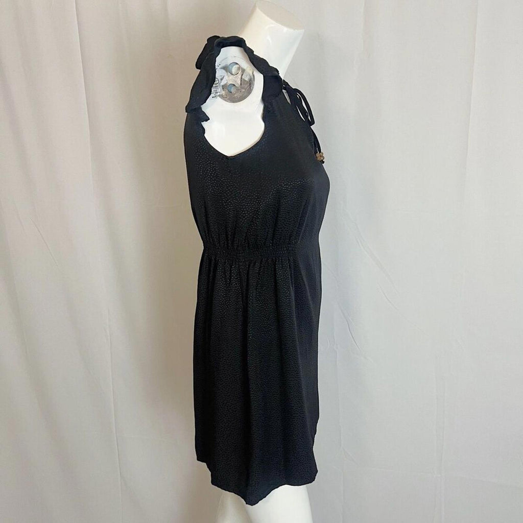 Jenny Han 100% Silk Black Ruffle Sleeve Dress Women's Size S