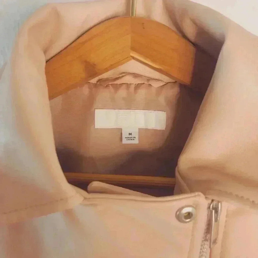 Light Pink Faux Leather Uniqlo Moto Jacket Women's Size M