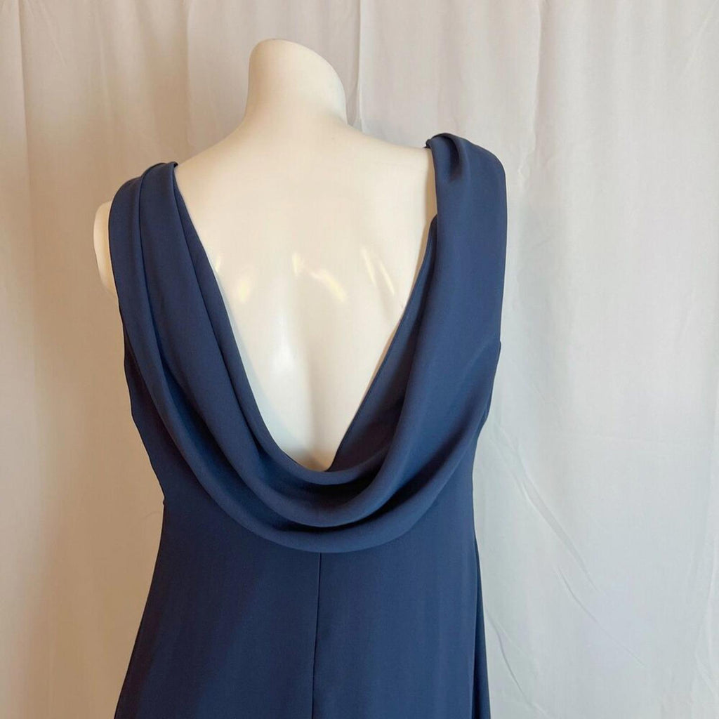 Vintage 90s Rhapsody Navy Blue Beaded Evening Gown Whimsigoth Women's Size 12